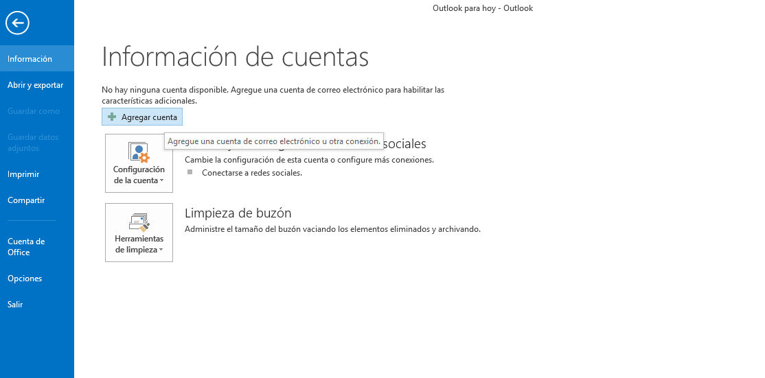 Configuración Outlook 2013