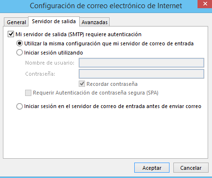 Configuración cuenta de email en Outlook